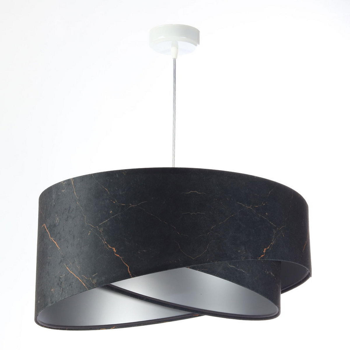 HÄNGELEUCHTE Schwarz 50/23 cm - Silberfarben, Kunststoff (50/1/23cm) - ONZENO