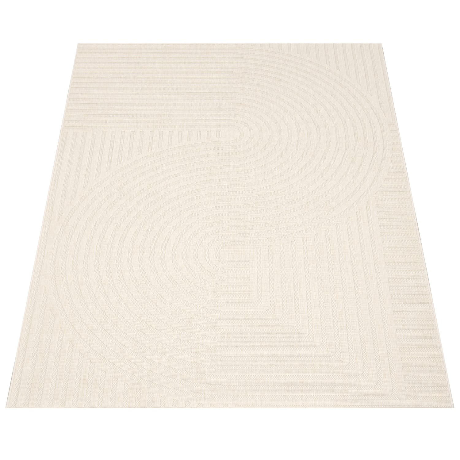 OUTDOOR Teppich Unifarben Spiralmuster Balkon, Terrasse schmutzabweisend Creme Rechteckig 120x170 - Creme, Textil (120/170cm) - KADIMA DESIGN