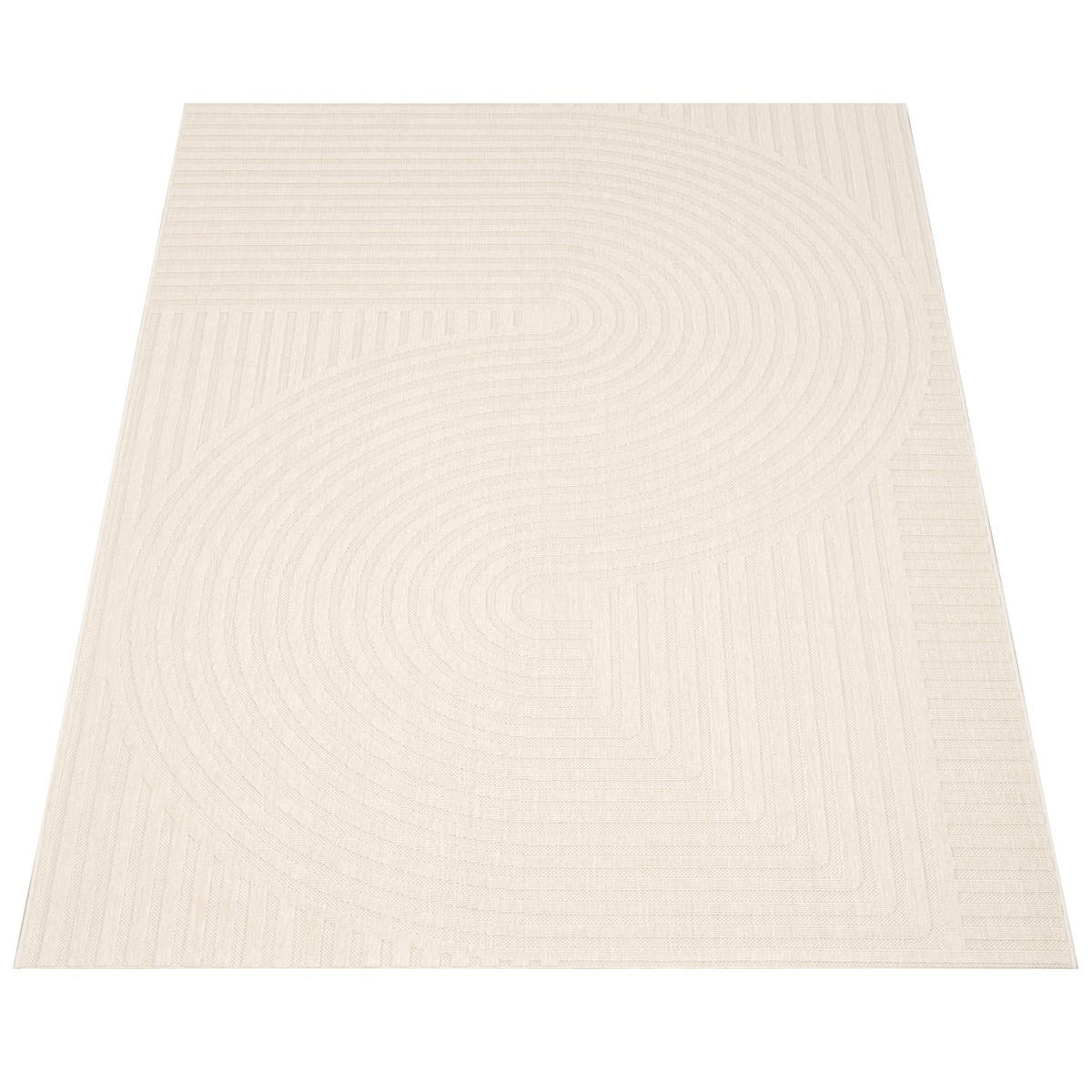 OUTDOOR Teppich Unifarben Spiralmuster Balkon, Terrasse schmutzabweisend Creme Rechteckig 120x170 - Creme, Textil (120/170cm) - KADIMA DESIGN