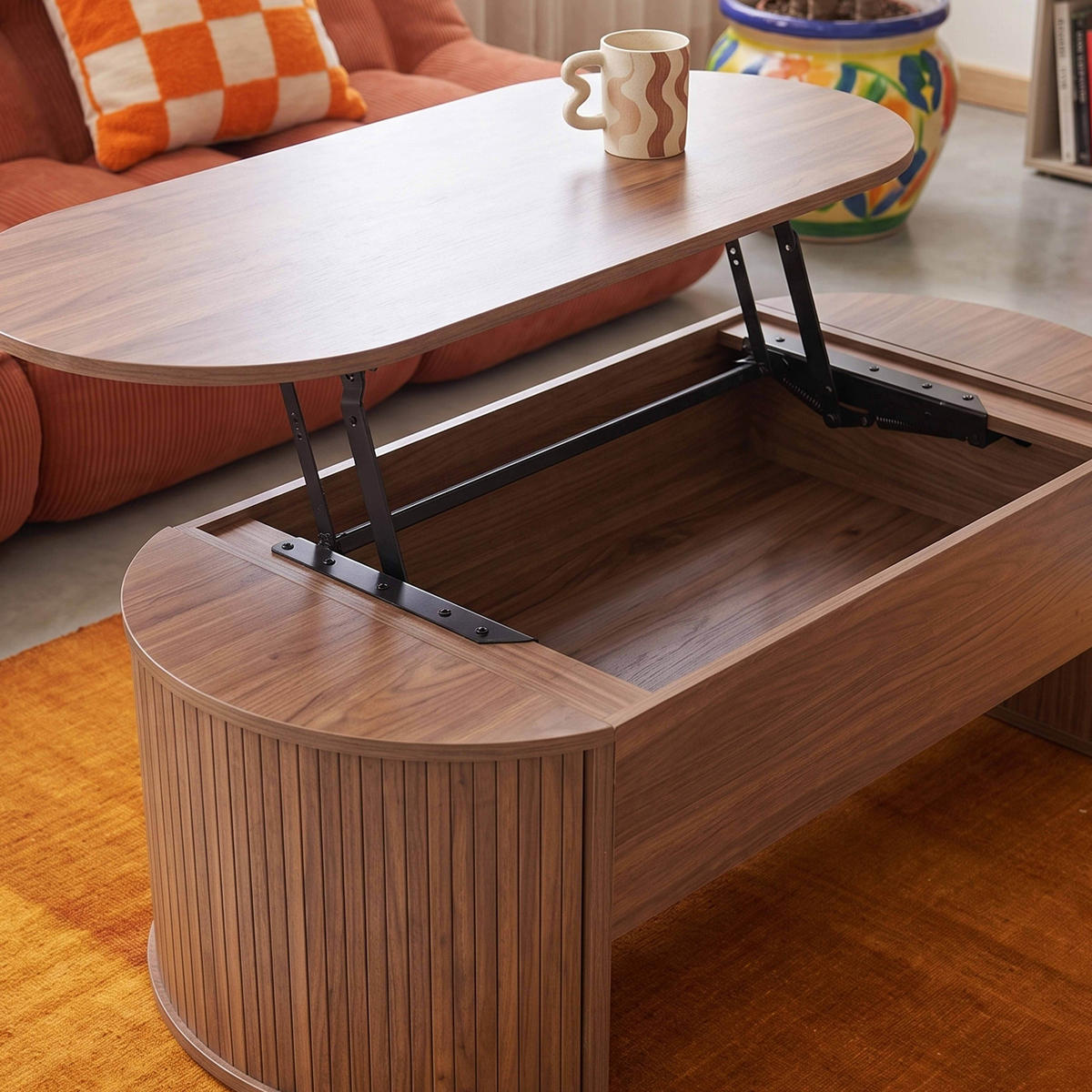 COUCHTISCH, dunkles Holzeffekt - Braun, Holzwerkstoff (60/120/41cm) - Oviala