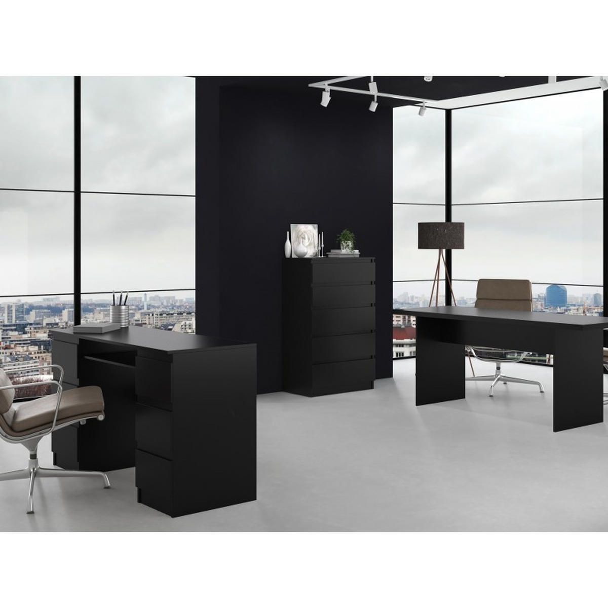 KOMMODE Schwarz 70/109,5/40 - Schwarz, Holzwerkstoff (70/110/40cm) - RAUMHIRSCH FURNITURE