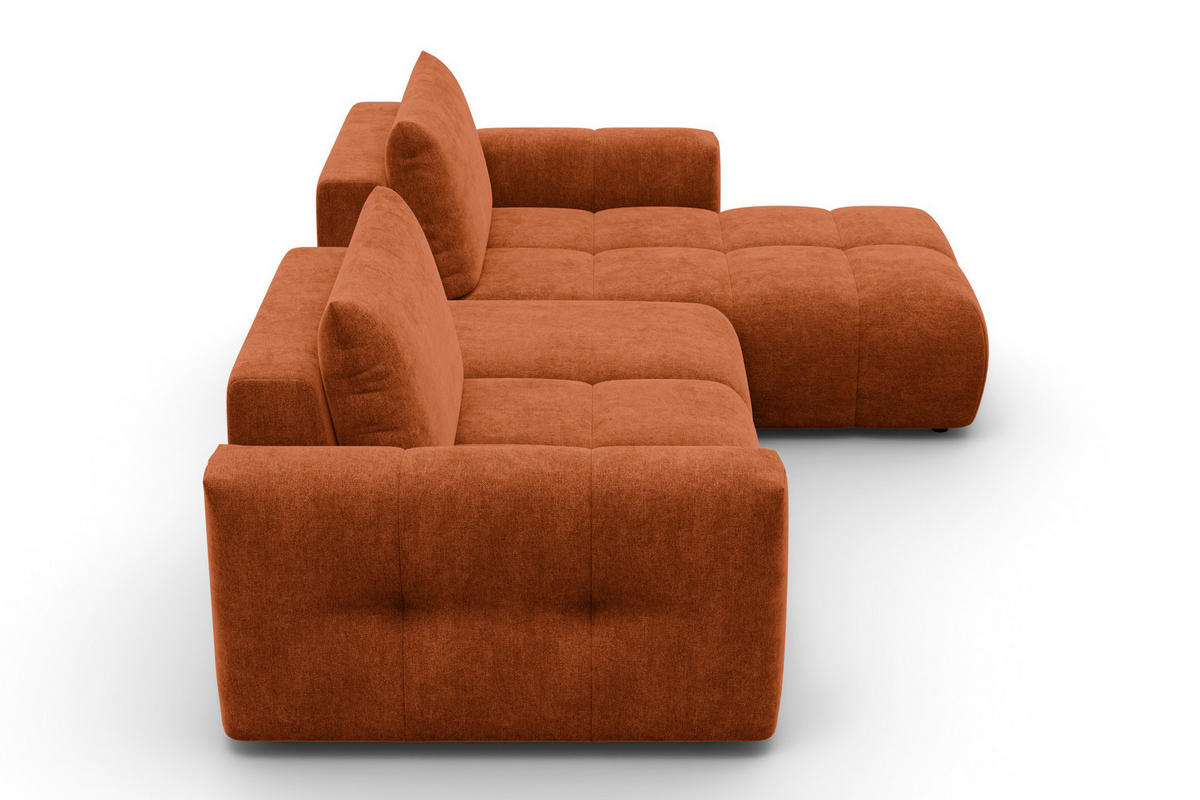 ECKSOFA VERONA 4-Sitzer RECHTS, Orange - Schwarz/Orange, Holz/Textil (282/173cm) - Courtois Laville