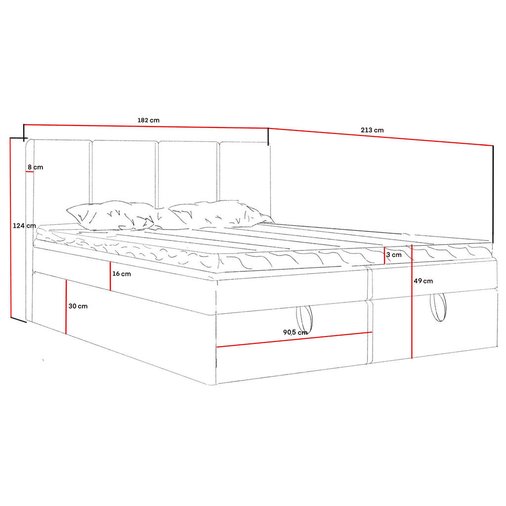 Thumbnail - Marpur Boxbett, Blau, Textil, Höhe ca. 16 cm, 180x200 cm, Oeko-Tex® Standard 100, Schlafzimmer, Betten, Boxspringbetten