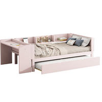 POLSTERBETT aus Kiefernholz 90x200 cm in Rosa mit Rollbett & Schreibtisch - Rosa, Holz (90/200cm) - Modfu