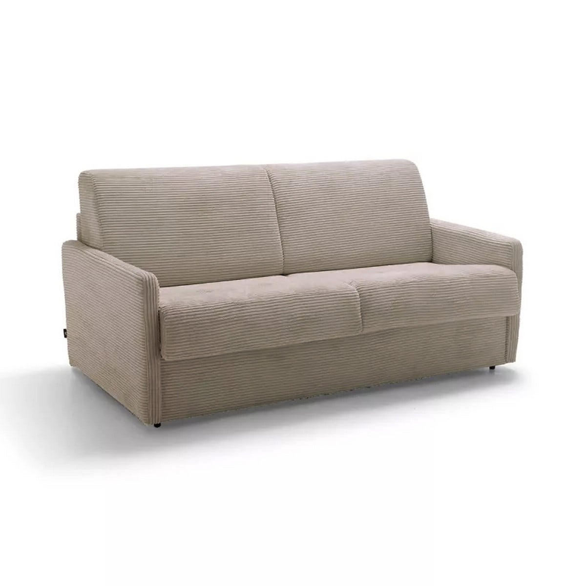 SCHLAFSOFA mit 3 Plätzen aus geripptem Samt, 175 cm lang - Beige, Textil (100/87/175cm) - Calicosy