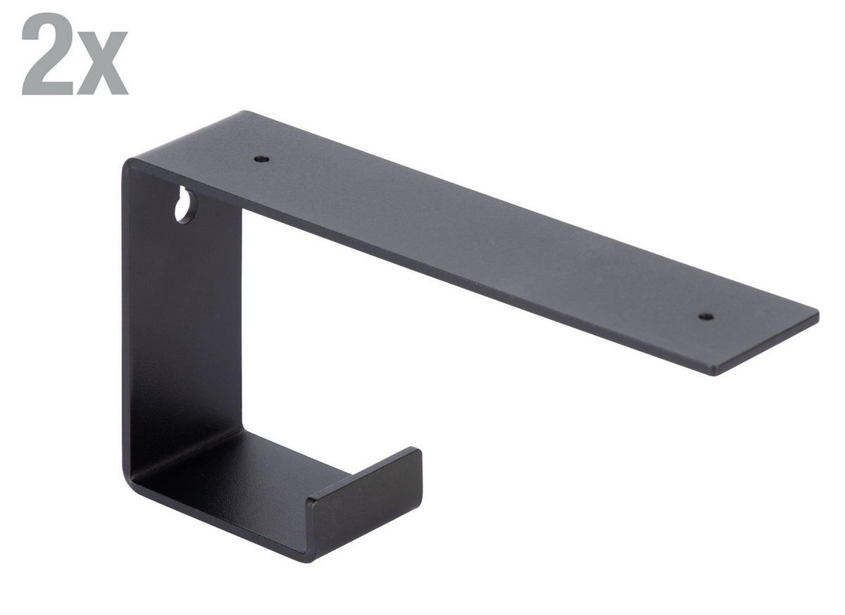 REGALTRÄGER als 2er Set Quinn, Stahl in verschiedenen Trendfarben - Schwarz, Metall (4.5/10/20cm) - Alberts