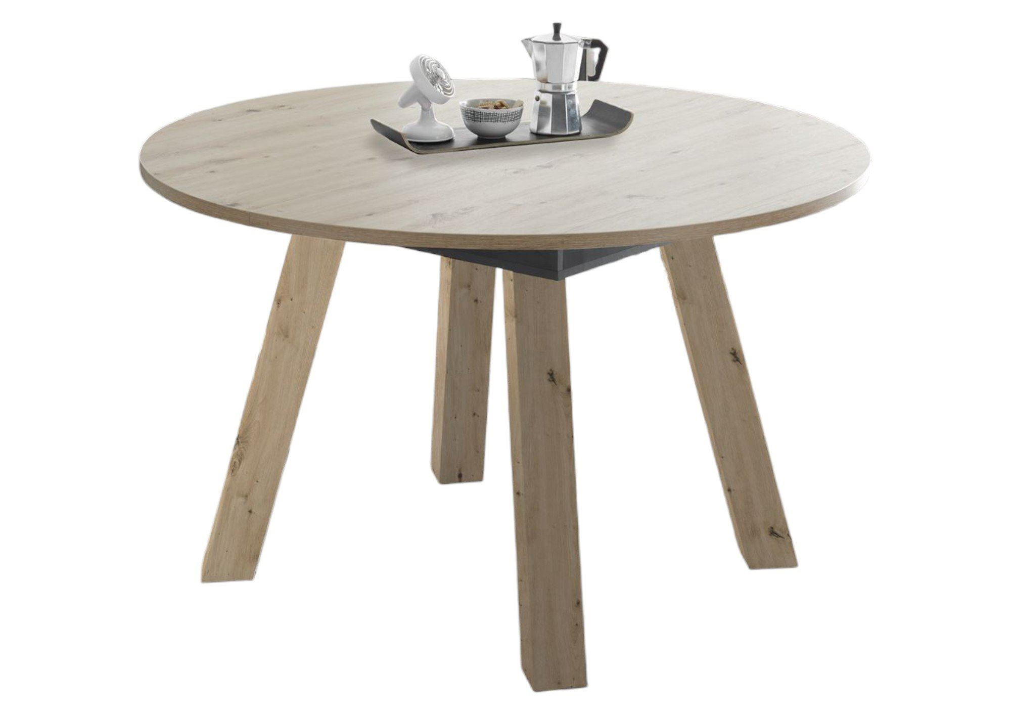 ESSTISCH Rund ausziehbar Edda 1 110 x 110 x 78 Küchentisch Asteiche - Naturfarben, Holz (110/110/78cm) - 58aufmkessel