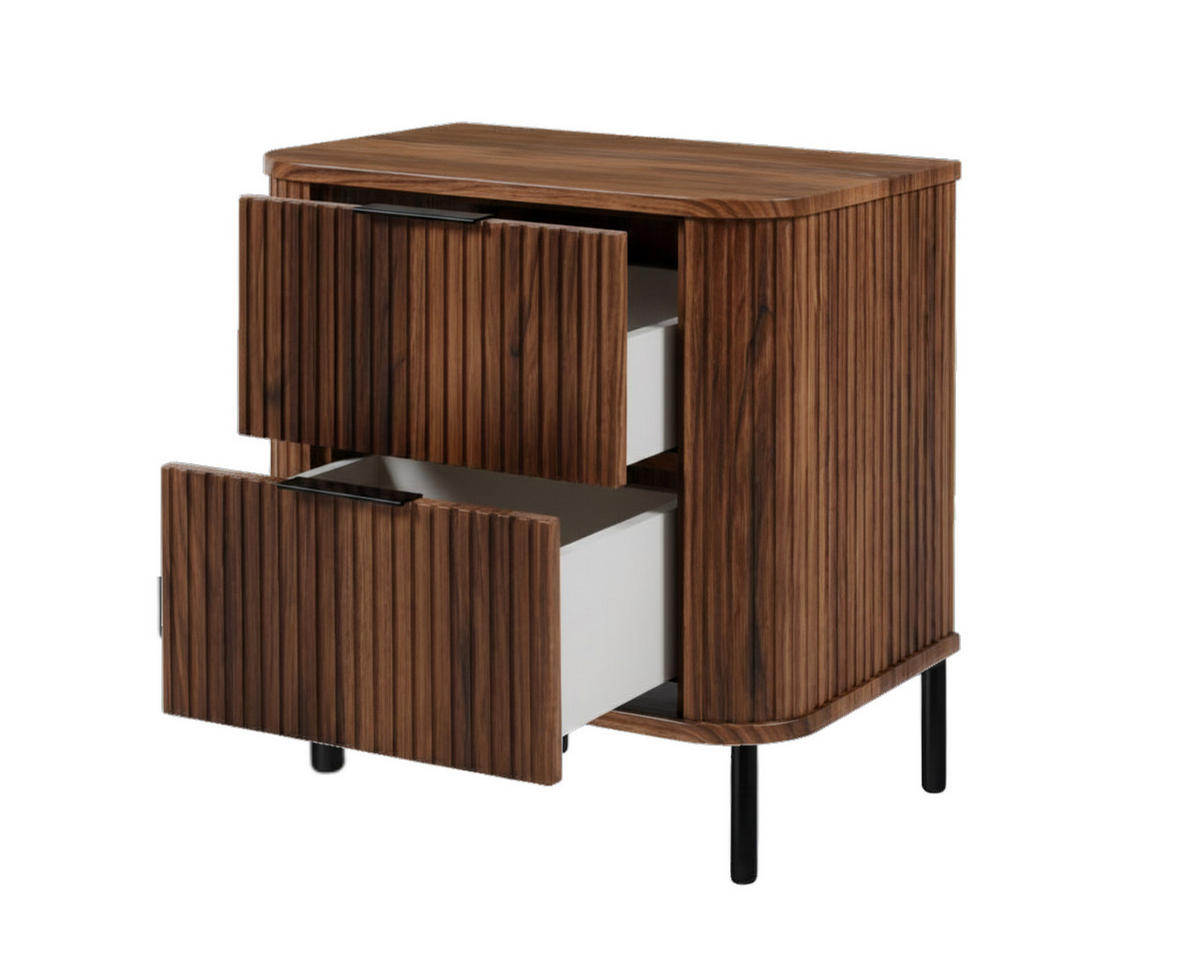 BADEZIMMERSCHRANK : Farbe Eiche-Nussbaum, Griff schwarz, Füße schwarz, 60 x 41,5 x 66,7 cm - Schwarz/Braun, Holzwerkstoff (60/66.7/41.5cm) - 3XE LIVING