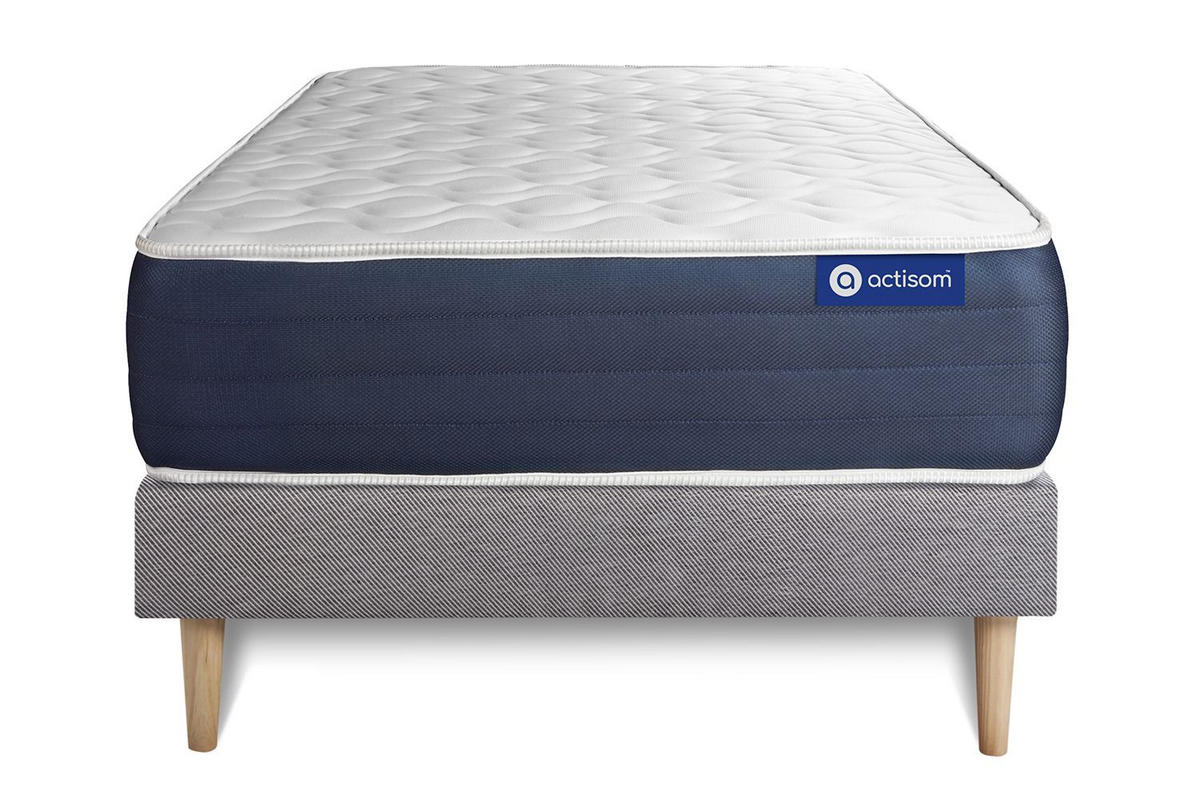 BETT Actimemo sleep Memory-Schaum 90 x 190 cm h1 - Kit Bettgestell Grau - Beige/Grau, Holz (90/190cm) - ACTISOM