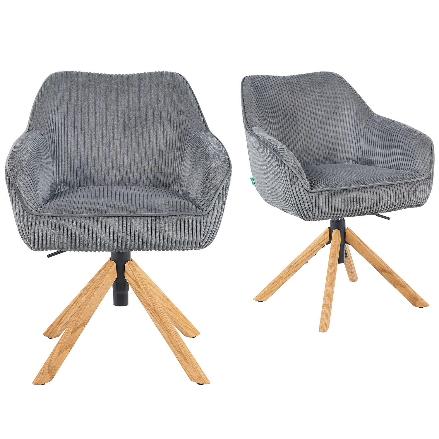 BÜROSTUHL Mika-Olea - Honigeiche/Grau, Eichenholz/Holz (60/83/61cm) - DUBI Möbel