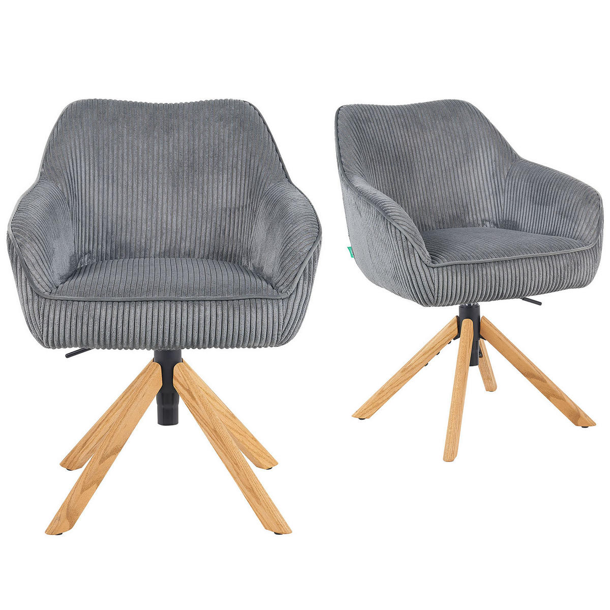 BÜROSTUHL Mika-Olea - Honigeiche/Grau, Eichenholz/Holz (60/83/61cm) - DUBI Möbel