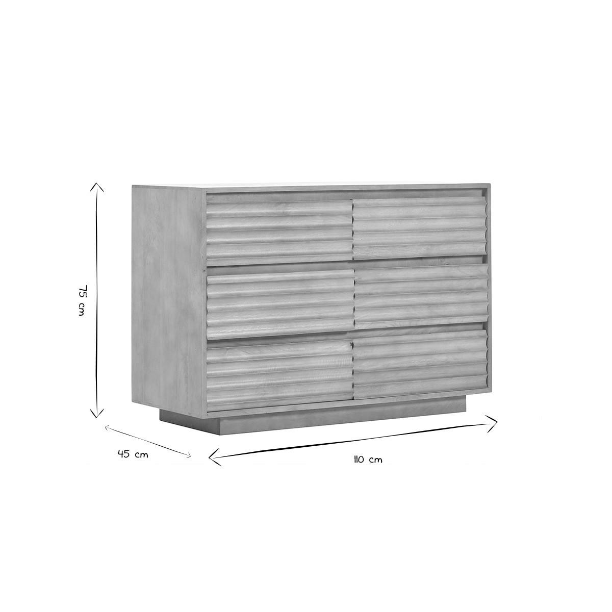 KOMMODE Massivholz Mangoholz 6 Schubladen MATCHA - Eiche Bianco, Holz (45/75/110cm) - Miliboo