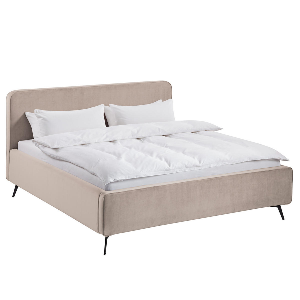 POLSTERBETT - Beige, Textil (200/200cm) - home24