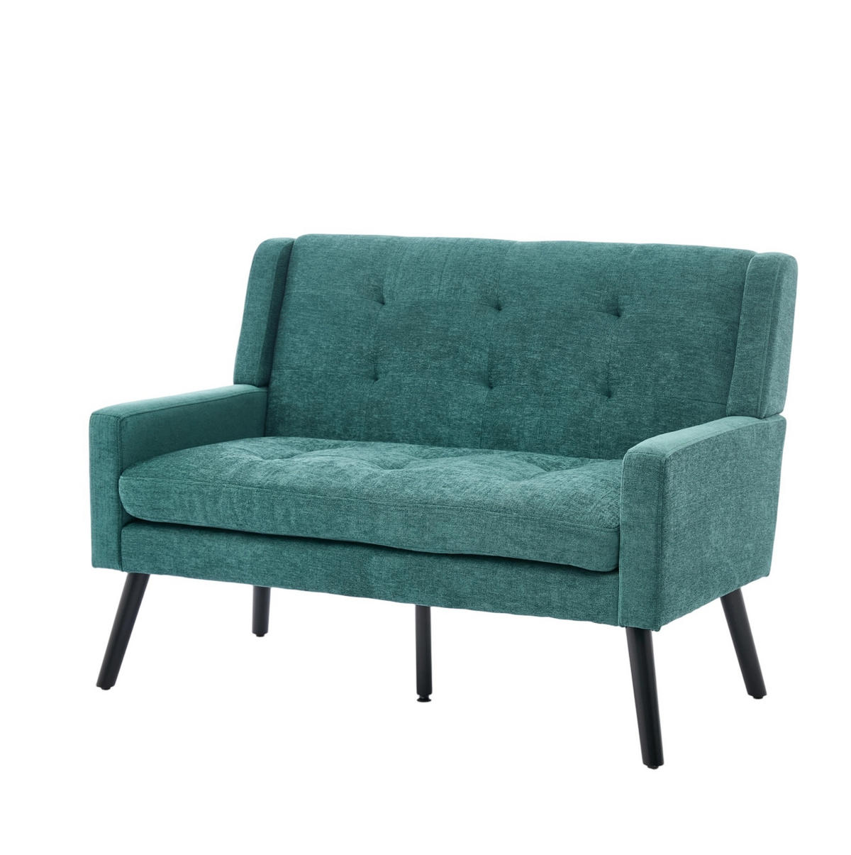 2-SITZER 120/75/88 cm Retro Grün aus Leinen mit Knopfpolsterung - Waldgrün, Textil (75/88/120cm) - OKMYHOME
