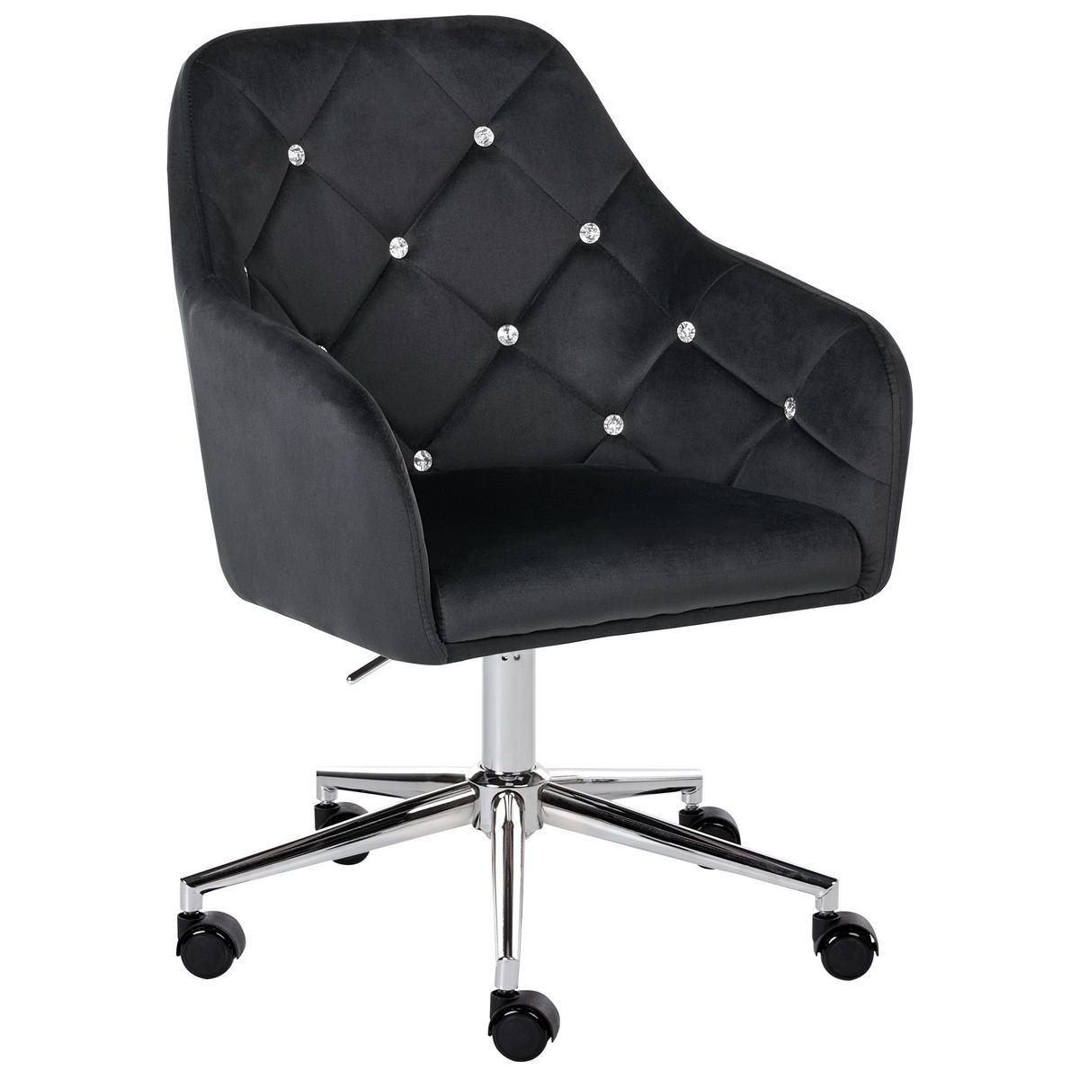 SCHREIBTISCHSTUHL Samtstoff Schwarz Veloria - Schwarz, Textil (60/85/60cm) - Beliani