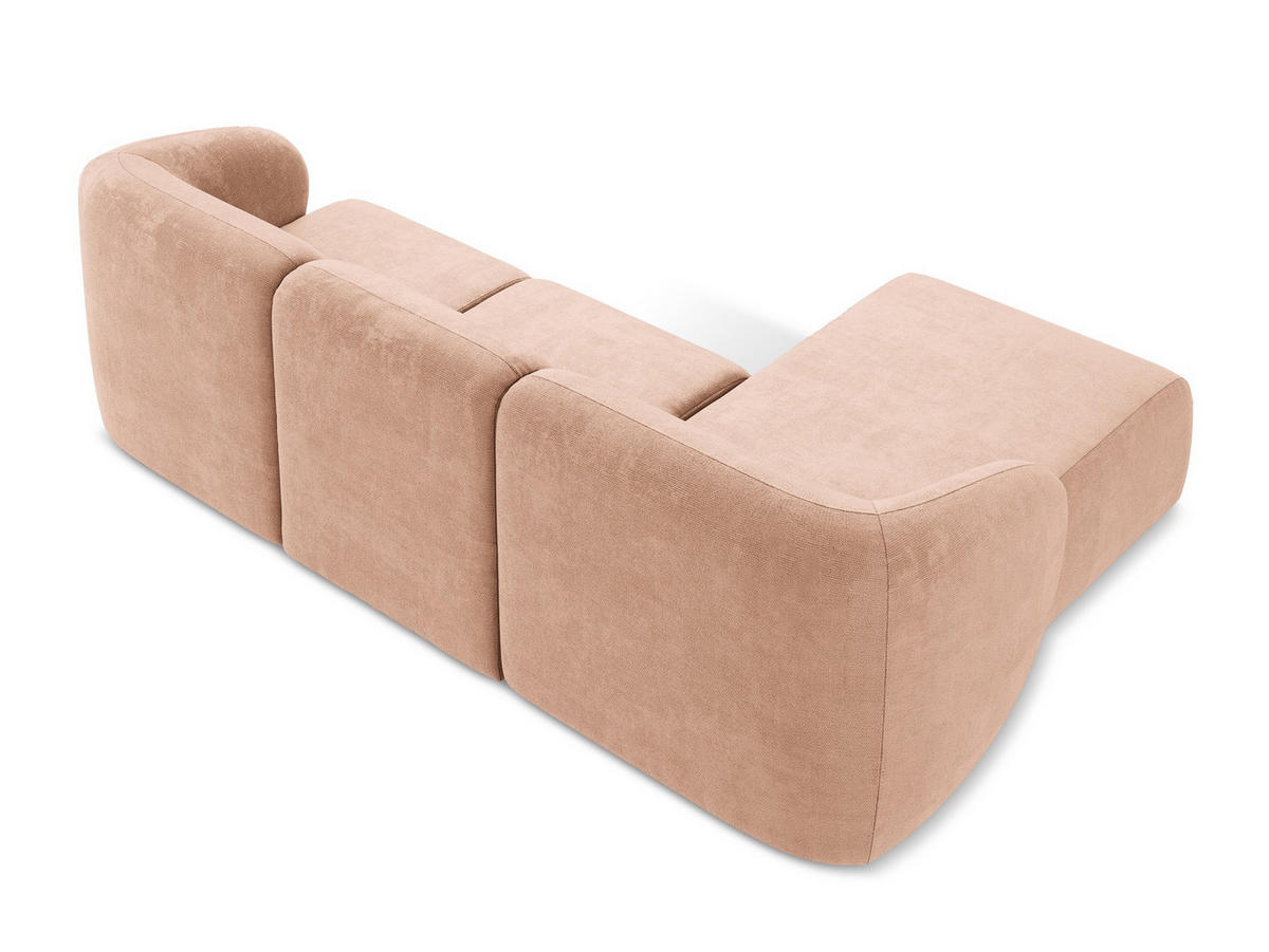 ECKSOFA Links Chenille Stoff Pink - Koralle/Schwarz, Holzwerkstoff/Kunststoff (248/166cm) - Makamii