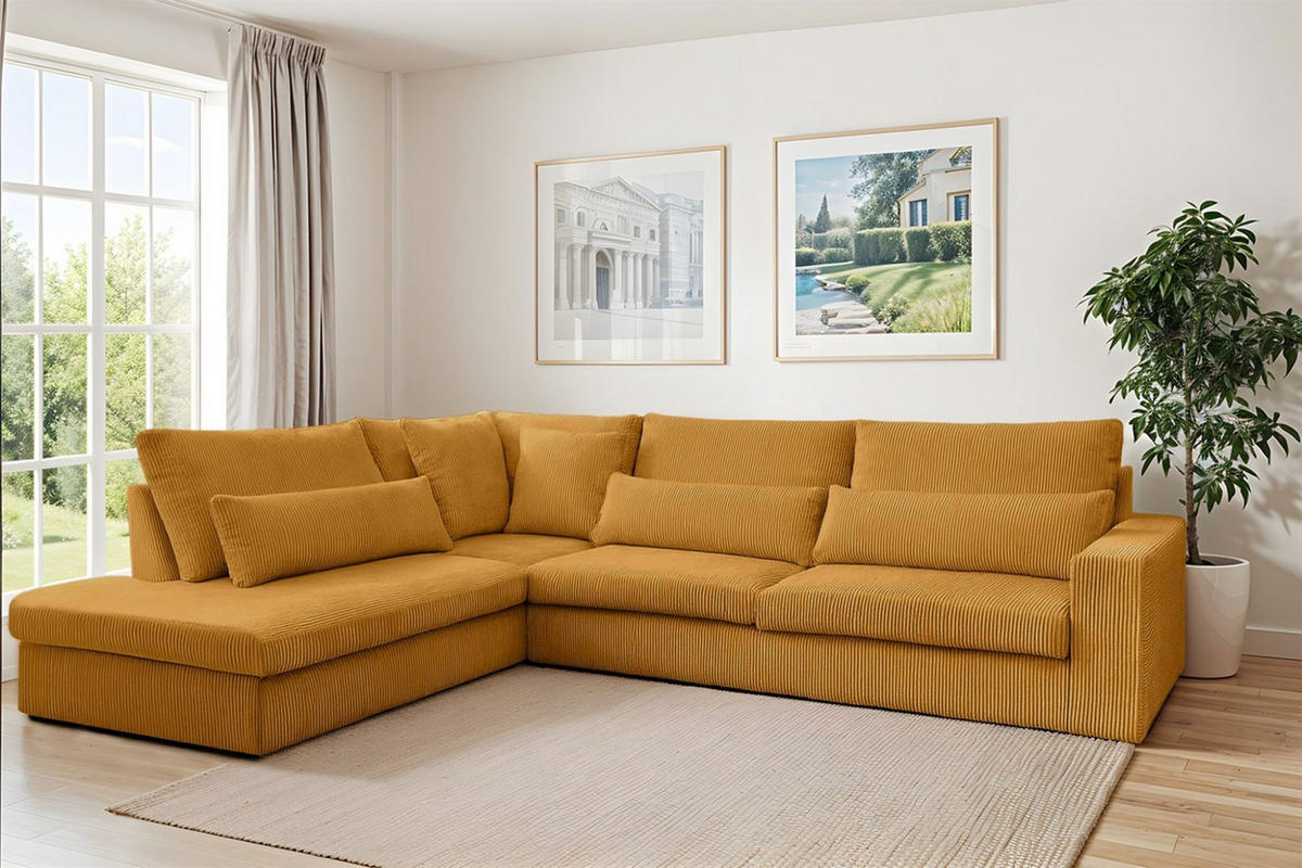 ECKSOFA Thora - Gelb, Holzwerkstoff/Textil (315/245cm) - Fun Möbel