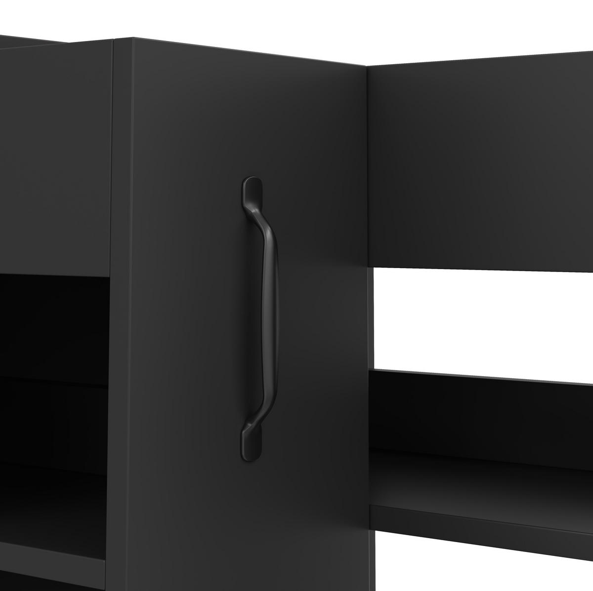 SIDEBOARD 52/50/75 cm mit 2 ausziehbaren Modulen, 8 Rollen und flexiblem Stauraum aus Spanplatte, Schwarz - Schwarz, Holzwerkstoff (52/75/50cm) - Redom