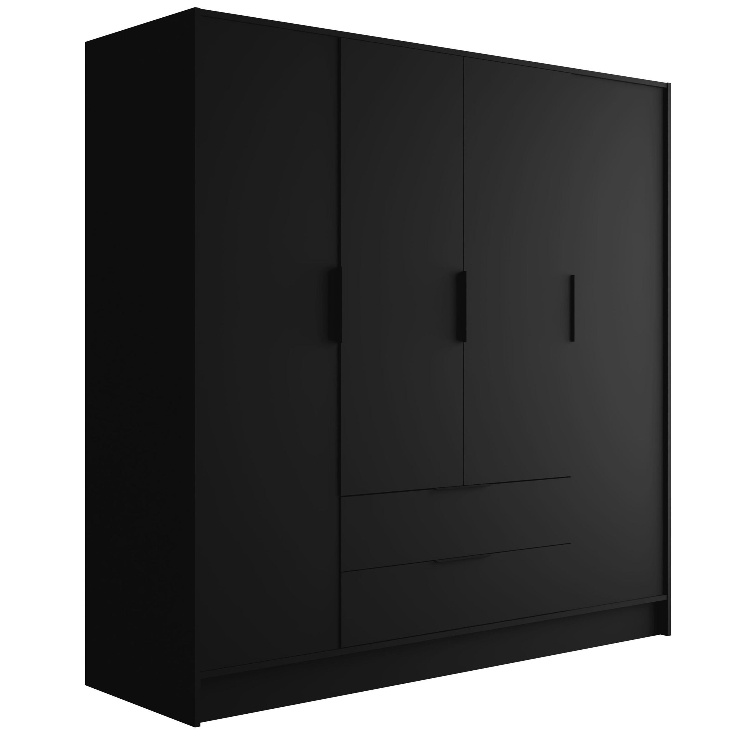 ALTDECOR ŠATNÍ SKŘÍŇ s křídlovými dveřmi KOLIN 200 x 200 cm, černá