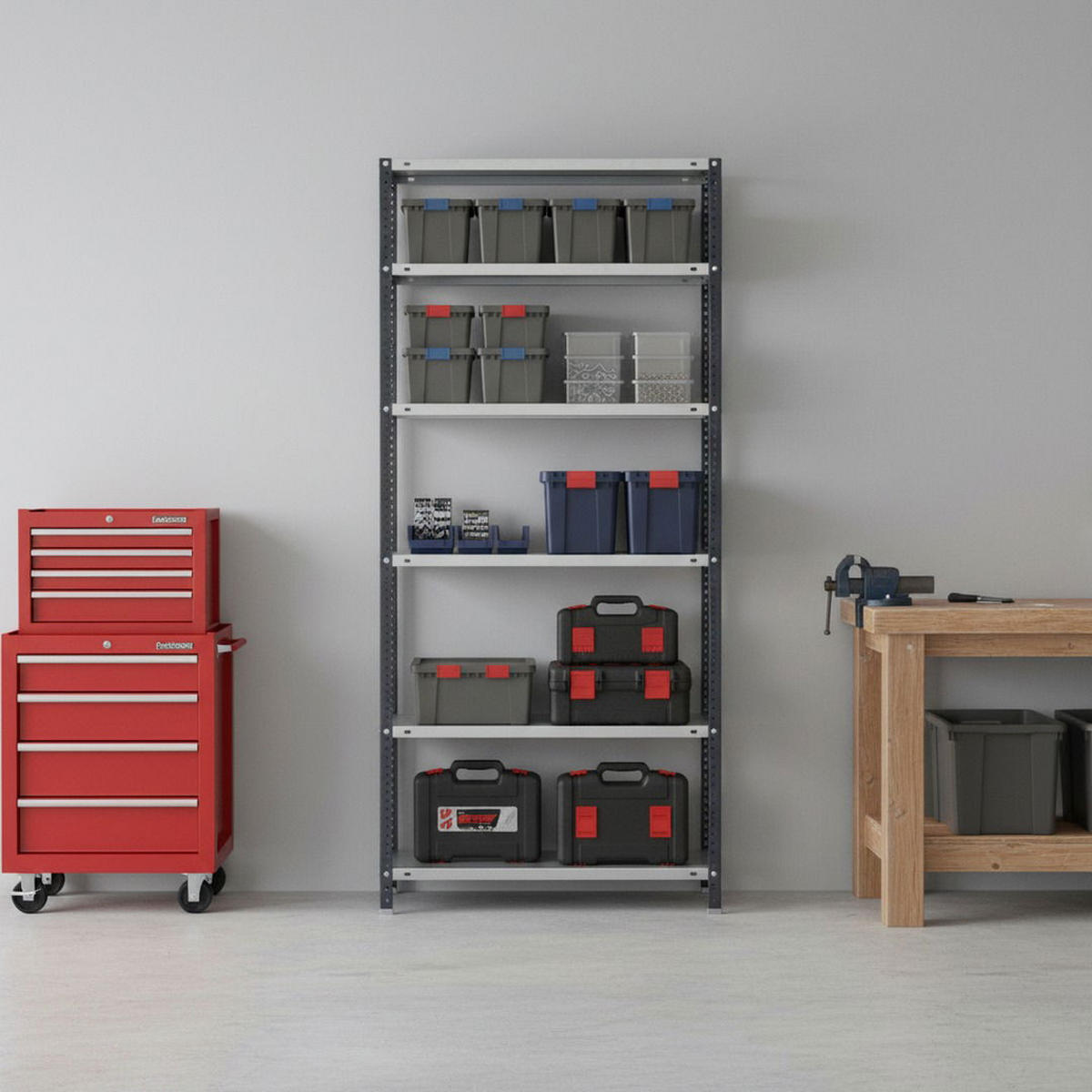 SCHRAUBREGAL PANDA TALL | HxBxT 200x100x50cm | 6 Fachböden | Fachlast 100kg | Anthrazit-Weiß - Anthrazit, Metall (100/200/50cm) - PROREGAL