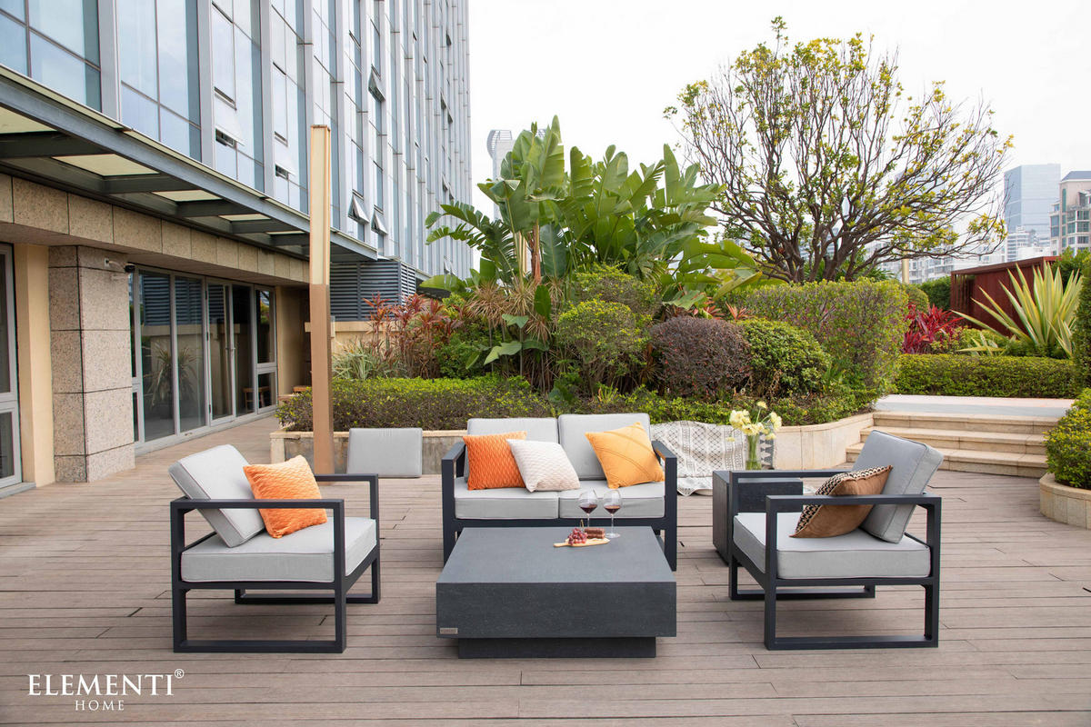 COUCHTISCH TEVERE aus GF-Beton Quadratisch, Wetterbeständig, 102x102x36 cm - Dunkelgrau, Naturmaterialien (102/102/36cm) - Elementi