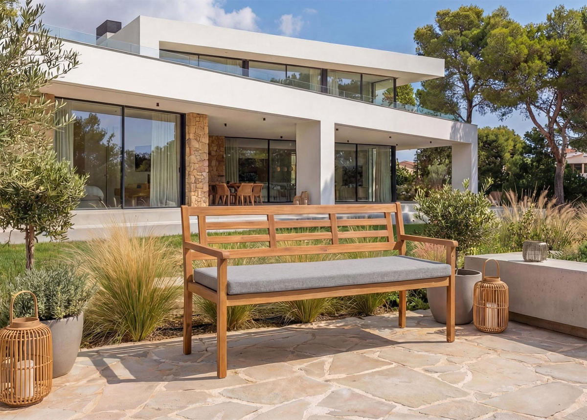 GARTENBANK Grau - Grau, Holz (145/82/59cm) - MCW