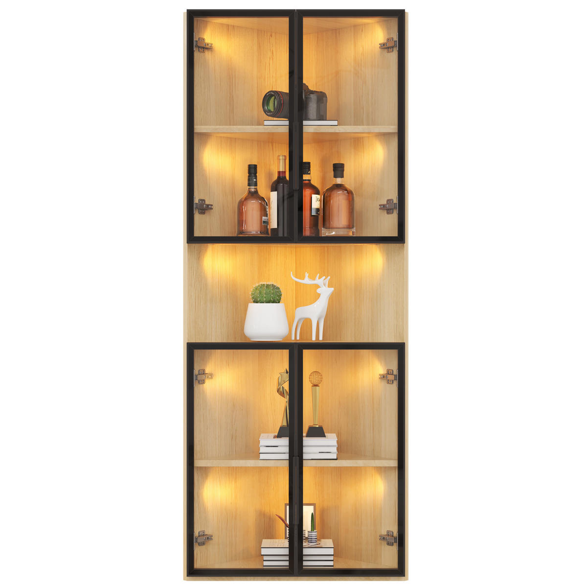 VITRINE 62/32/160 cm aus MDF mit LED-Beleuchtung Eichefarben - Eichefarben, Holzwerkstoff (62/160/32cm) - Modenvie