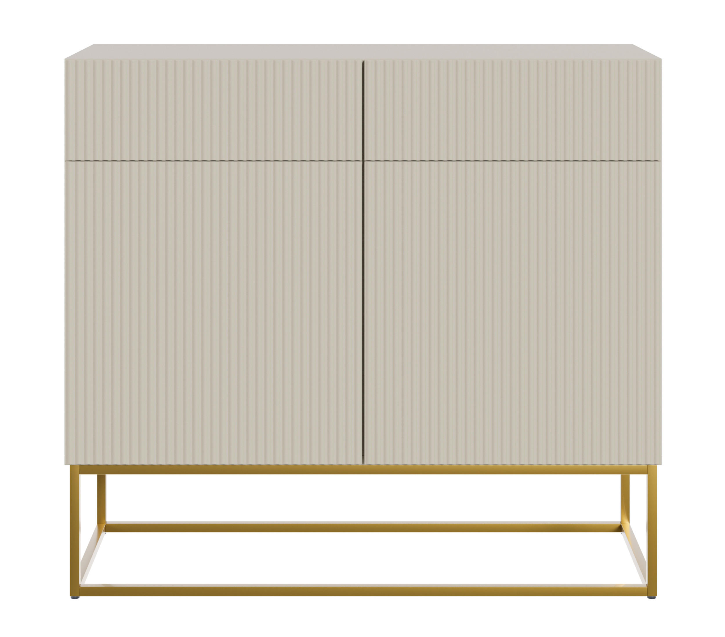 KOMMODE Veldio Graubeige mit goldenem Metallgestell 100 cm - Greige/Goldfarben, Holzwerkstoff/Metall (100/90/38cm) - Selsey