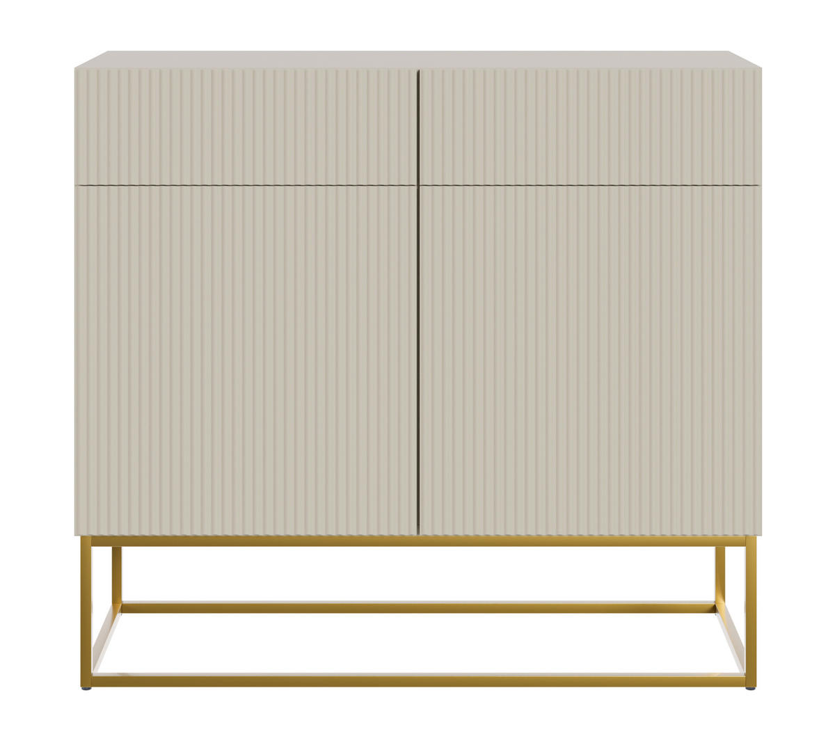 KOMMODE Veldio Graubeige mit goldenem Metallgestell 100 cm - Greige/Goldfarben, Holzwerkstoff/Metall (100/90/38cm) - Selsey