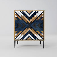 SIDEBOARD ARTFUL GEOMETRY, Eichefarben, 57,5x42x72,5 cm, Schwarze Metallfüße - Eichefarben/Multicolor, Holzwerkstoff/Metall (57.5/72.5/42cm) - SpaceRebels