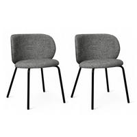 STUHL-SET 2 Stück in Teddystoff Grau - Schwarz/Grau, Textil/Metall (57/73/58cm) - Furnhouse