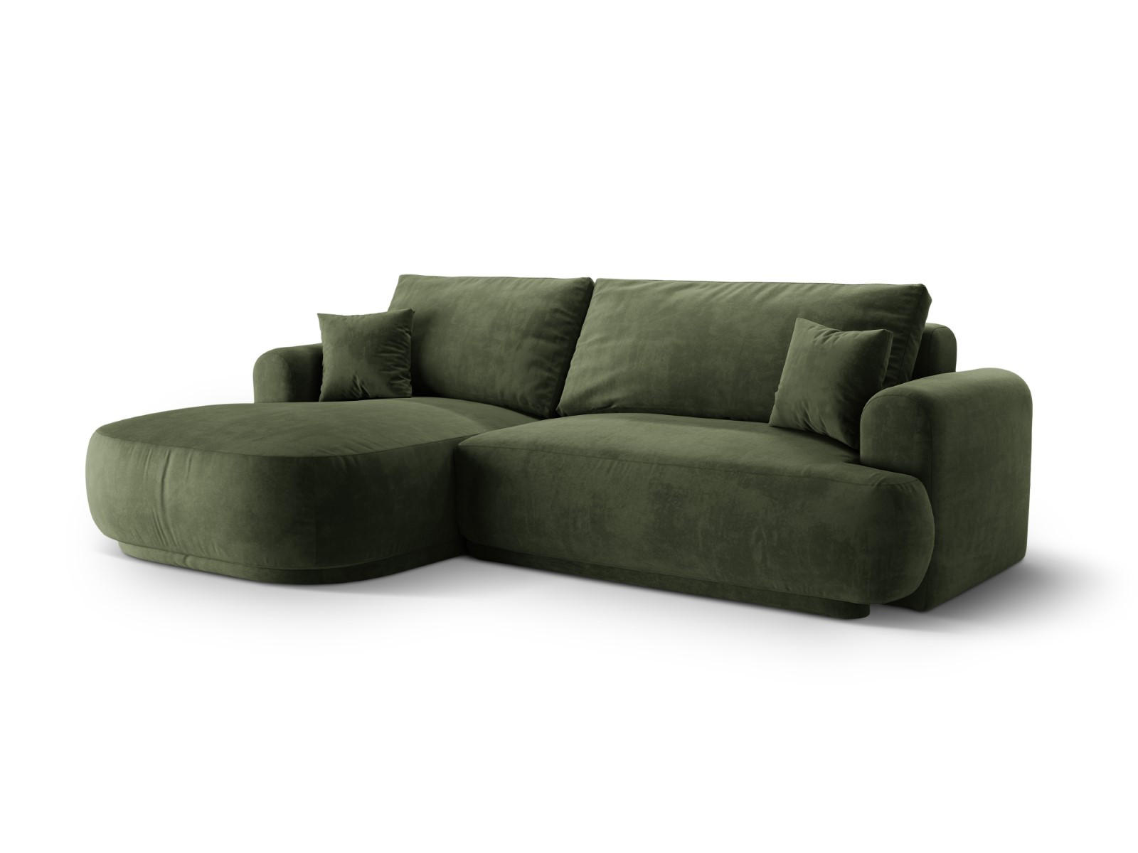SCHLAFSOFA modular mit Bettkasten links Ella aus Samt grün 5 Sitzplätze - Grün, Textil (174/271cm) - Micadoni