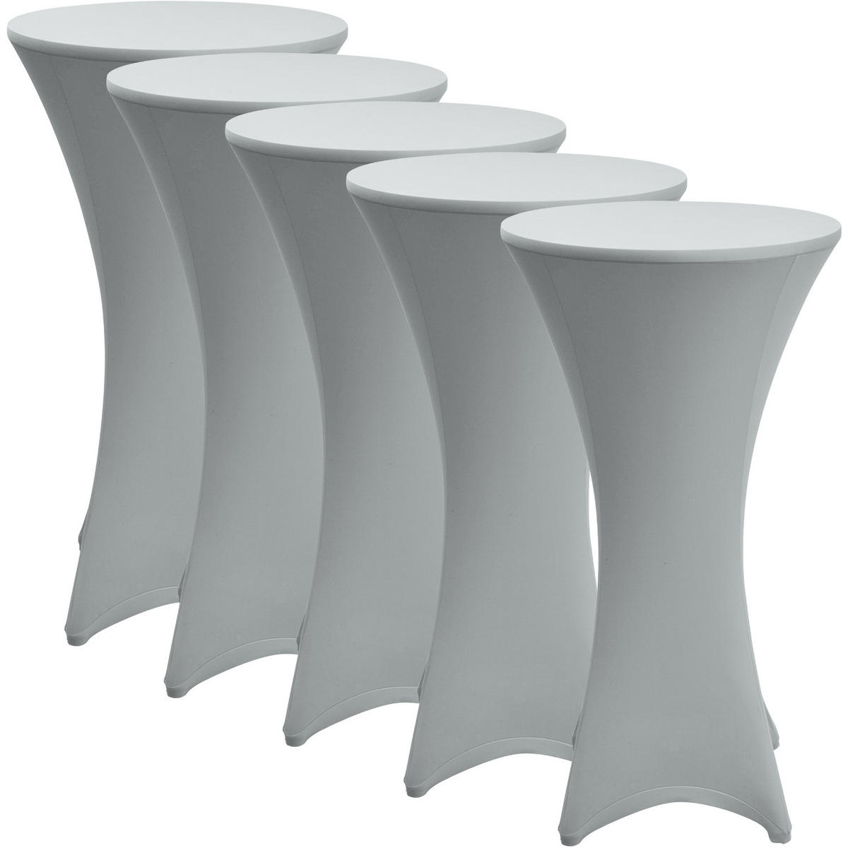 STEHTISCHHUSSE Stella Ø 80cm Silber (5tlg) - Silberfarben, Textil (80/80cm) - Beautissu 