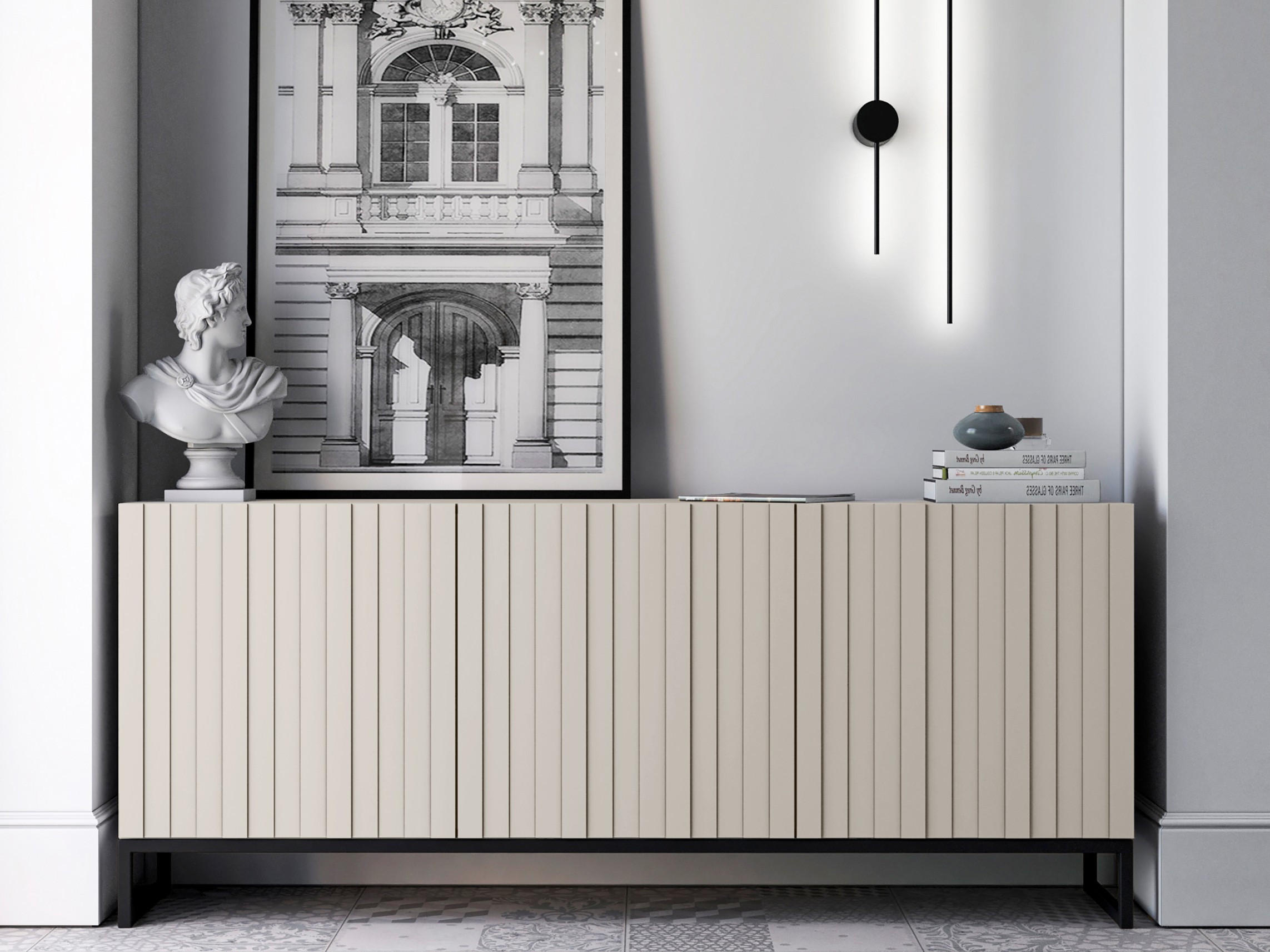 KOMMODE Elpis 3D Kaschmir Matt mit metallrahmen Glamour 168 cm - Kaschmir, Holzwerkstoff (168/72/36.5cm) - Meble Lindner