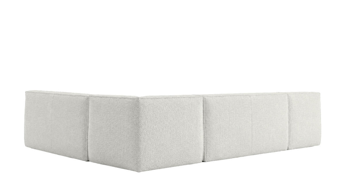 ROHOVÁ SEDAČKA modulární ve tvaru L, plyšová tkanina Pop, Ice, Pravá strana, LAZY L - bílá, dřevo (333/253cm) - Kaiser Möbel