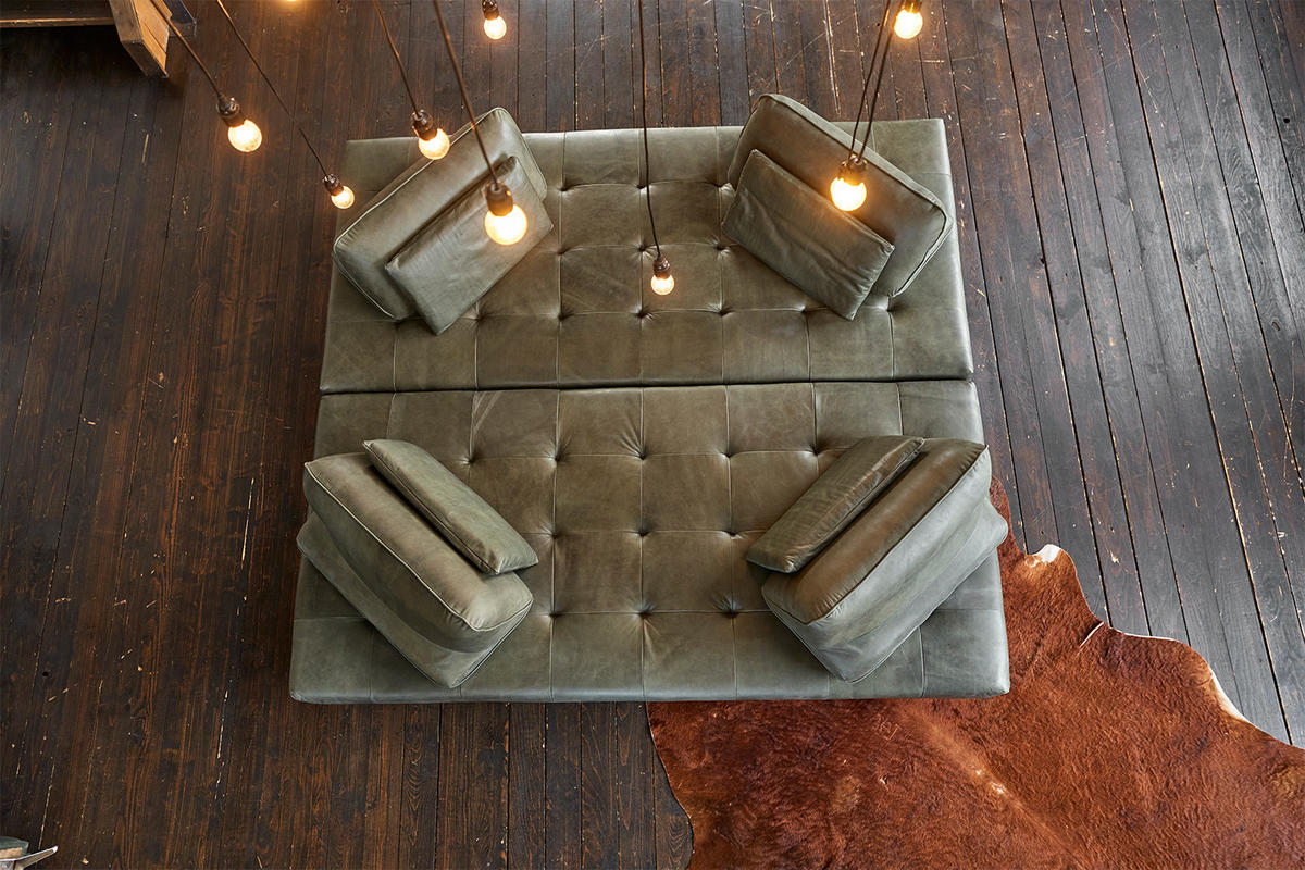 MODULSOFA WIOLO Grün Leder - Silberfarben/Grün, Leder (350/83/240cm) - KAWOLA