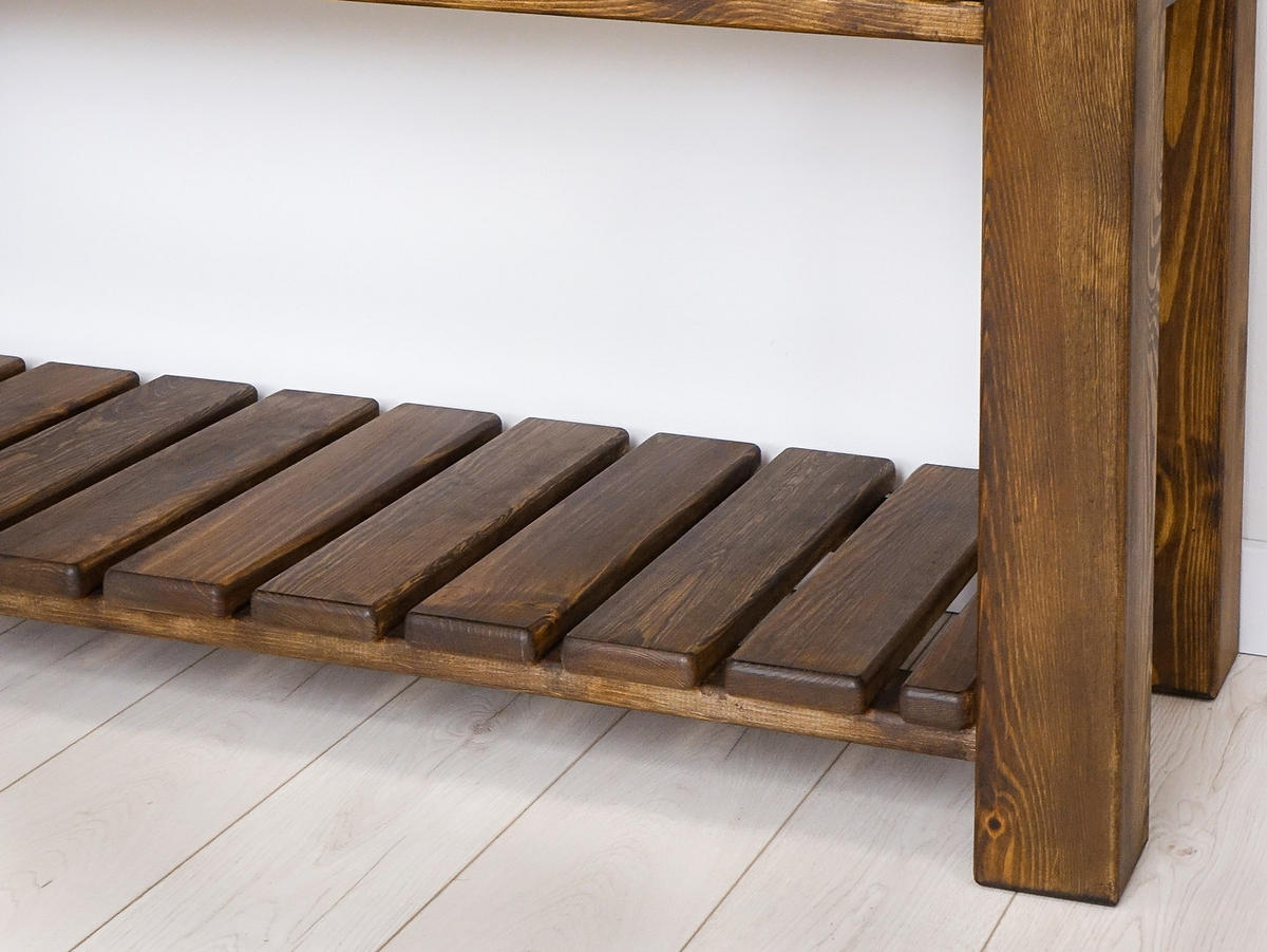 KONSOLENTISCH aus Massivholz Rustyk - Dunkelbraun/Schwarz, Holz (42/78/130cm) - Seart