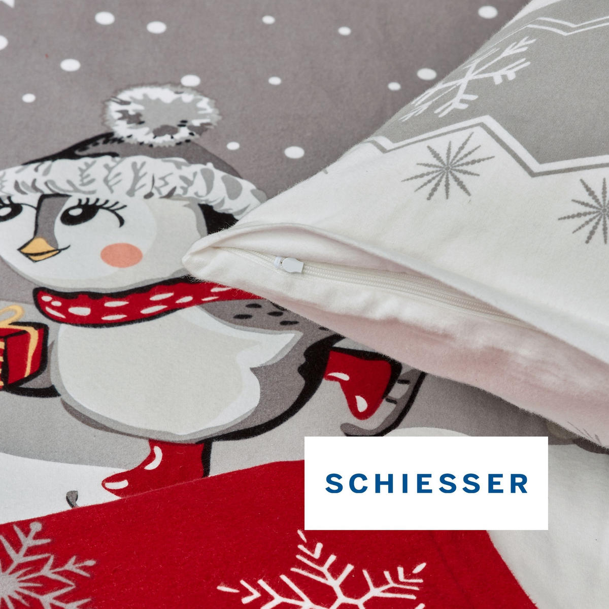 BETTWÄSCHESET Telso - Feinbiber - 2-teilig - 135x200 cm - Grau - Grau, Textil (135/200cm) - SCHIESSER