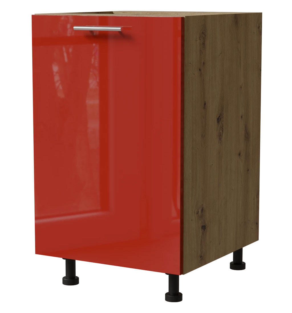 Feldmann-Wohnen Unterschrank Rot, Eiche Artisan 50x82x50 cm
