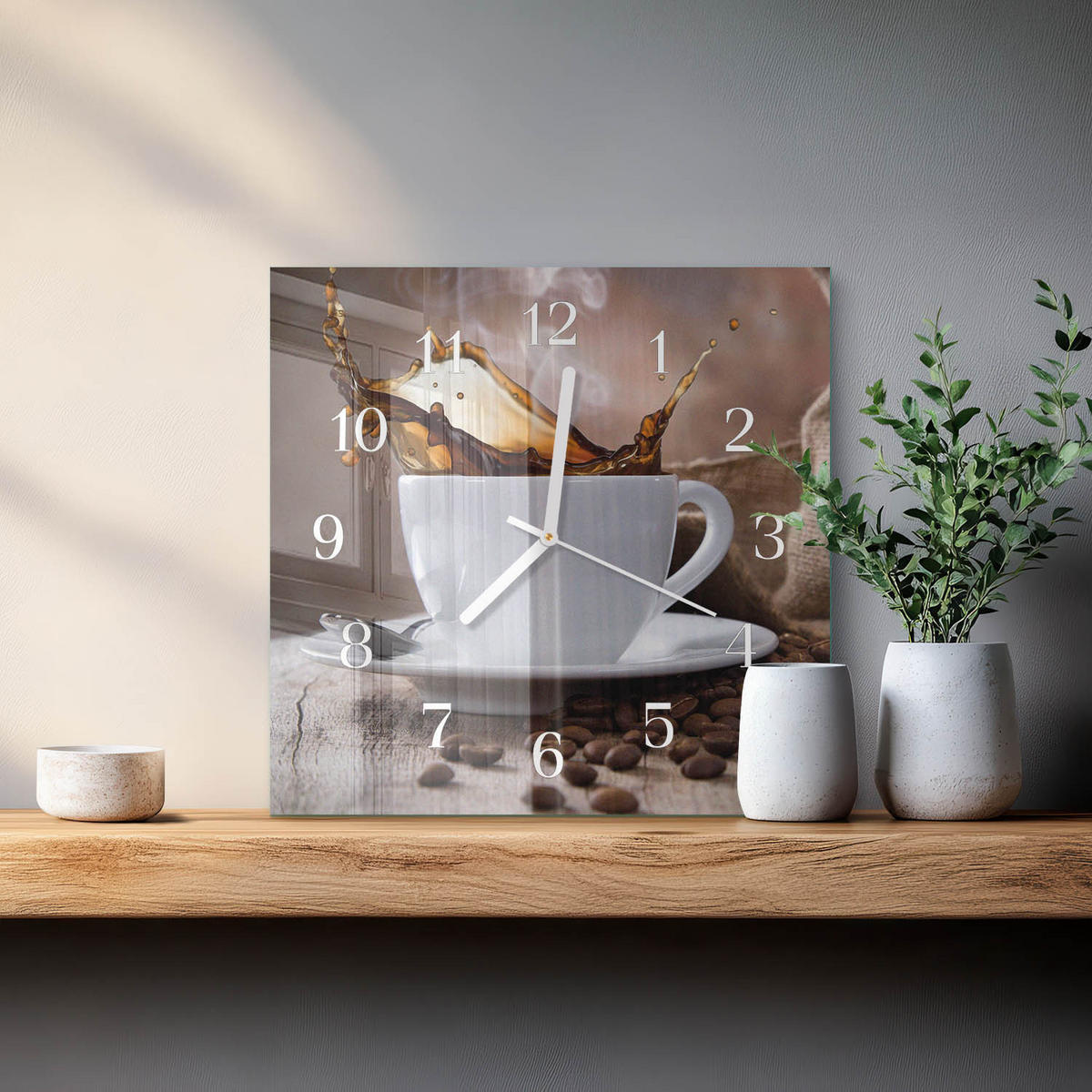 WANDUHR 30x30 cm - Kaffee - Braun, Glas (30/30/0.4cm) - TULUP