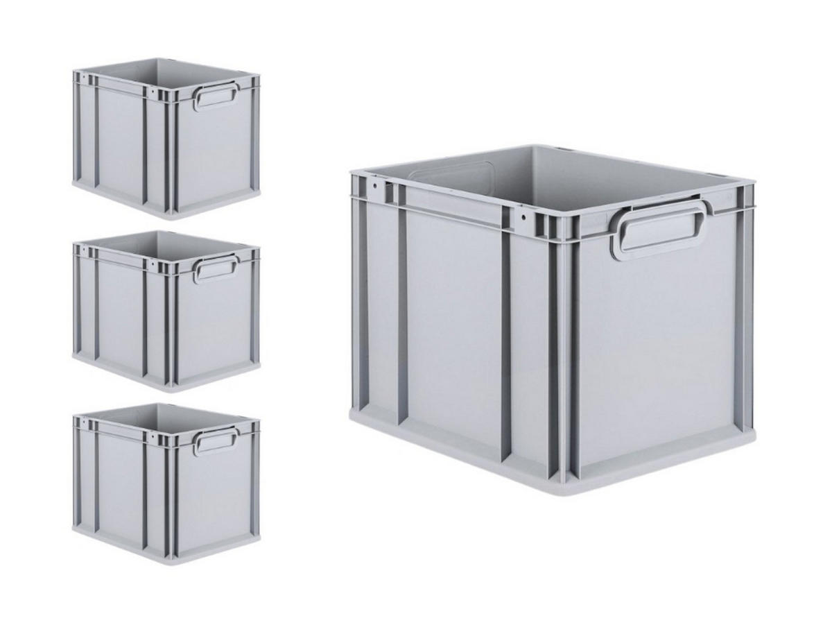 EUROBOX 4x Nextgen Economy Griffe Geschlossen 32x30x40cm 30 Liter - Grau, Kunststoff (30/32/40cm) - PROREGAL