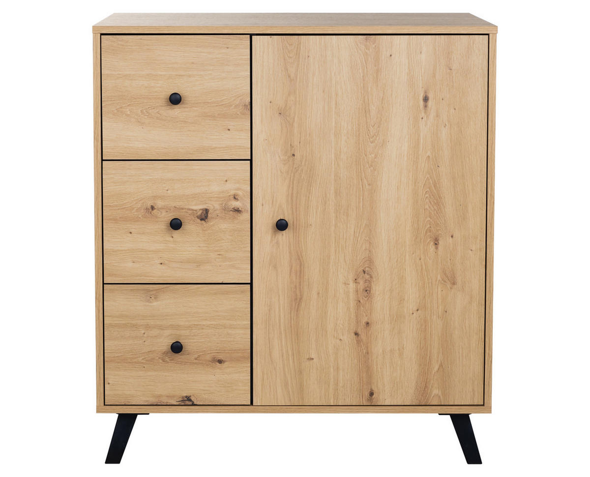 KOMMODE Berlin Metallgriffe - Schwarz/Eiche Artisan, Holzwerkstoff/Metall (82/92/40cm) - arthur berndt