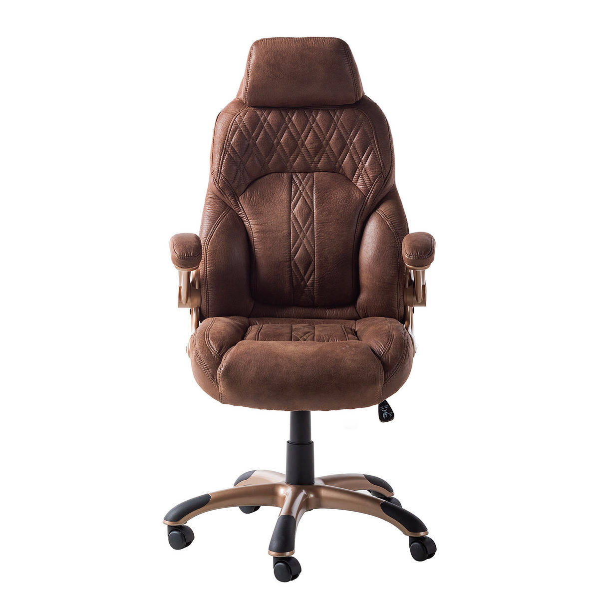 CHEFSESSEL - Microfaser / Kunststoff - Braun/Kupferfarben, Kunststoff/Textil (69/118/77cm) - home24