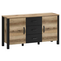 KOMMODE Derby Eiche Delano hell / schwarz 147 / 43 / 79 cm - Eichefarben/Braun, Holz/Holzwerkstoff (147/79/43cm) - Feldmann-Wohnen