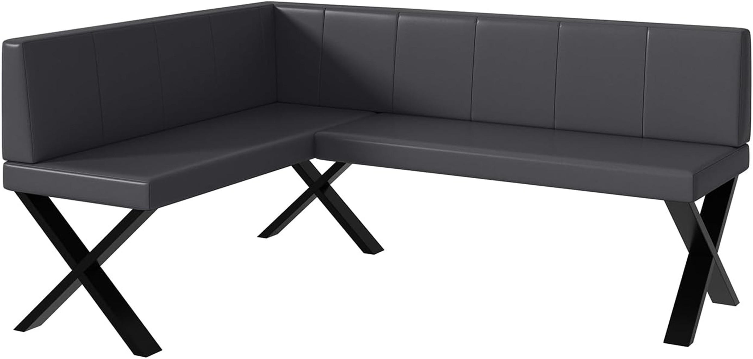 ECKBANK PETER_X - Grau, Leder (128/168cm) - Meblini