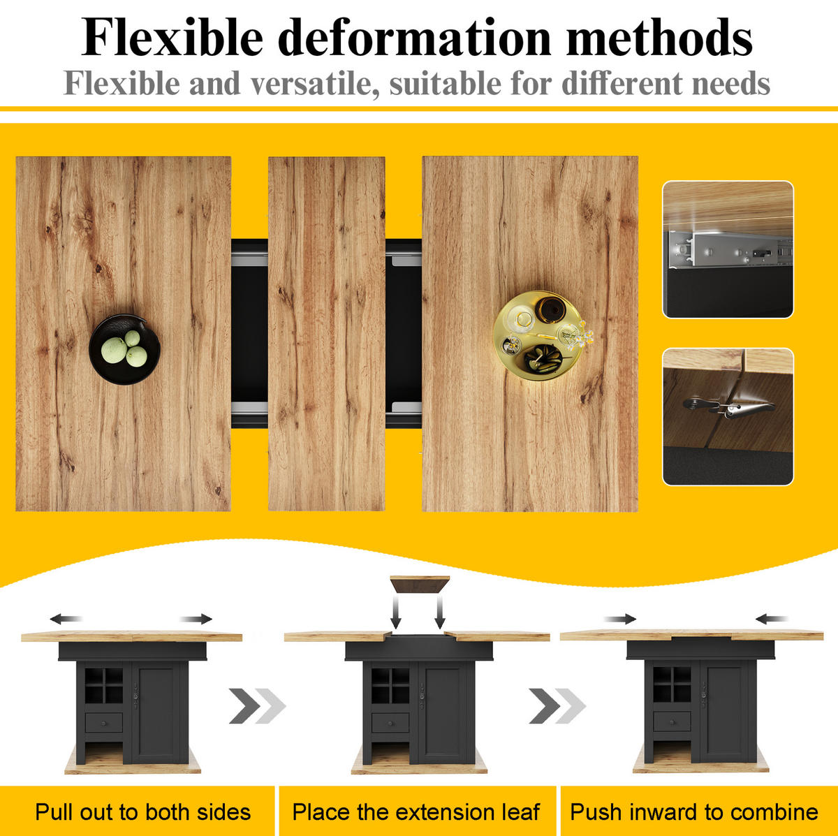 ESSTISCH 110-140/80/75 cm Schwarz, Natur aus MDF mit Ausziehfunktion - Schwarz, Holzwerkstoff (140/80/75cm) - OKMYHOME