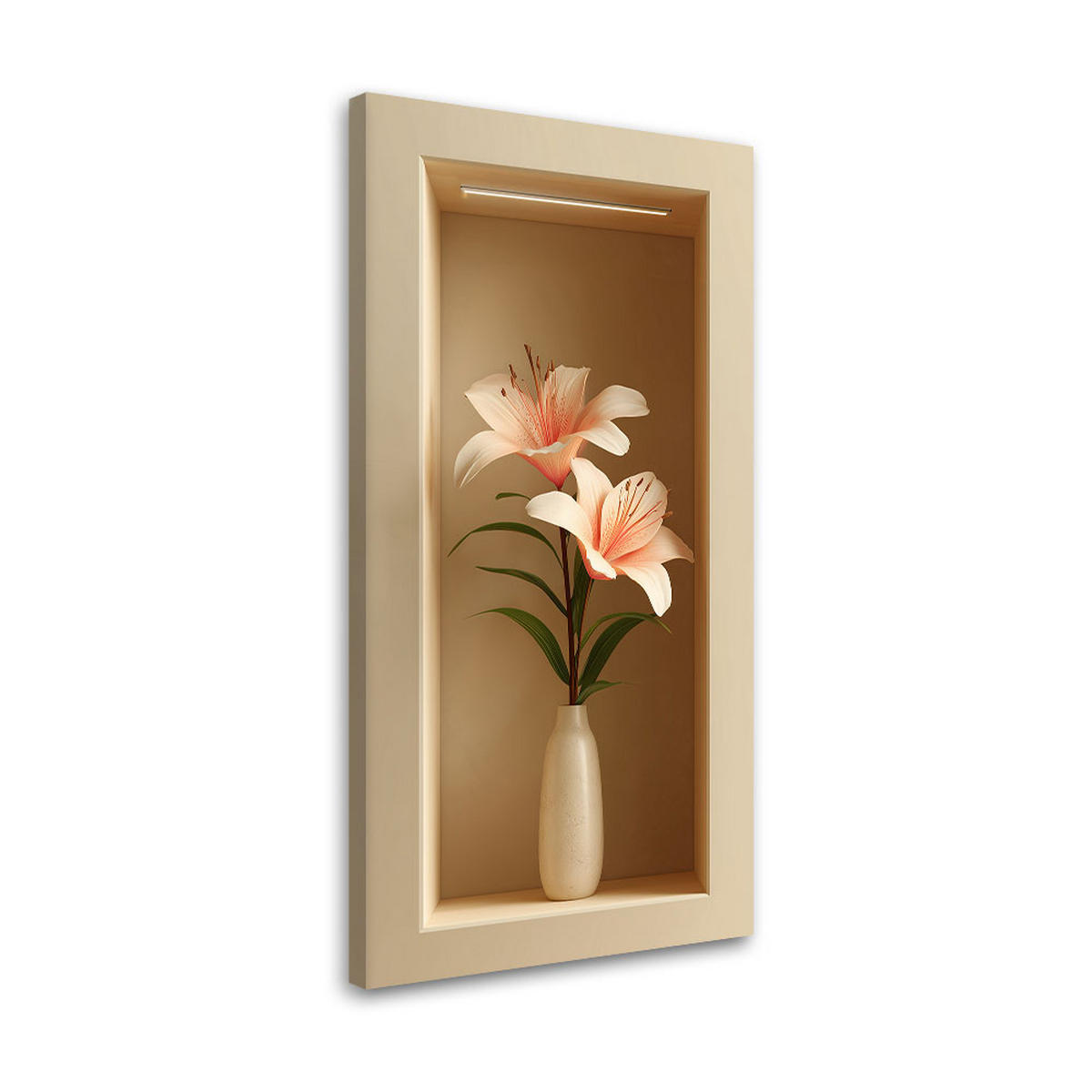 LEINWANDBILD Blumen in einer Vase in einer 3D-Vertiefung 60x120cm - Beige, Textil (60/120cm) - Feeby