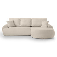 ECKSOFA Teddy L Beige, Bouclé-Stoff, rechts - Beige/Schwarz, Textil (270/170cm) - Beautysofa