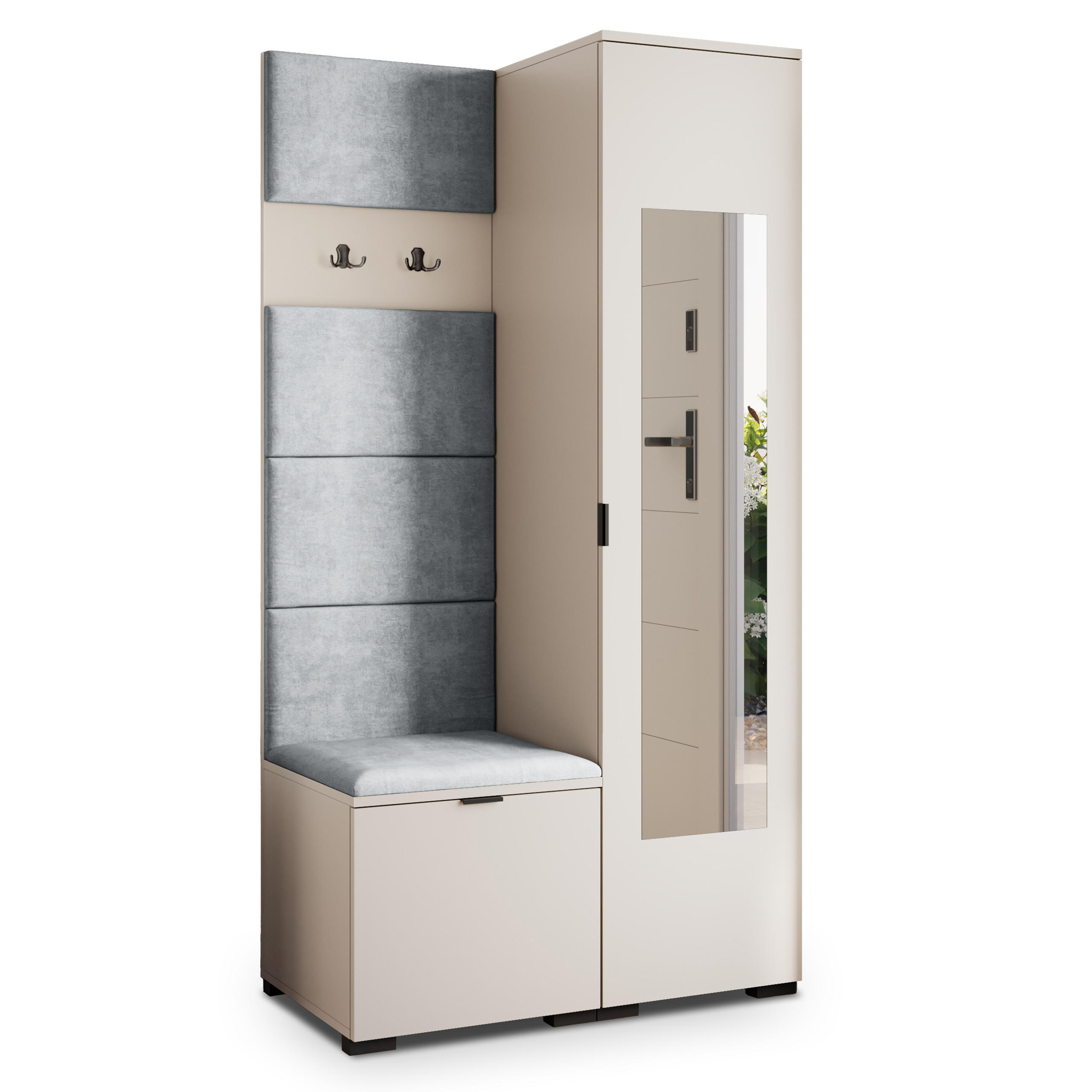 Masseno Garderobenschrank Kaschmir, Hellgrau 95x181x51 cm