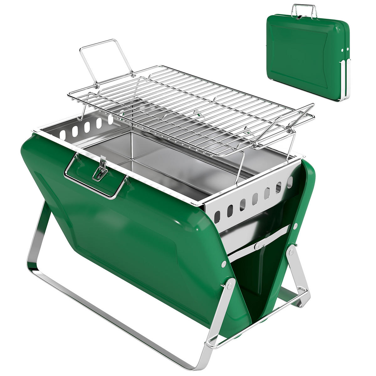 HOLZKOHLEGRILL DE-18272 Grün - Grün, Metall (28/25.5/40cm) - ComfortXL